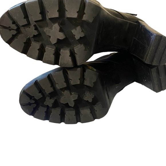 Atos Lombardini Black Italian Leather Chunky High Heel Lace Up Boot EU 39 US 8.5 - Picture 7 of 10